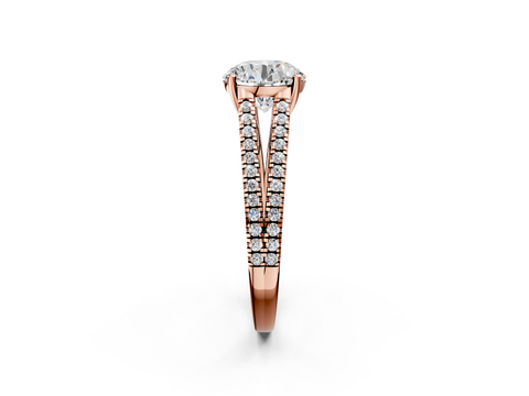 Rose gold Round Solitaire Split Shank Pavé Diamond Engagement Ring_321