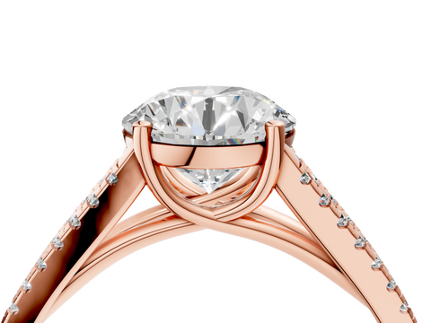 Rose gold Round Solitaire Split Shank Pavé Diamond Engagement Ring_323