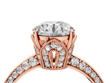 Rose gold Round Solitaire Split Shank Pave Diamond Engagement Ring with Four-Prong Setting_46