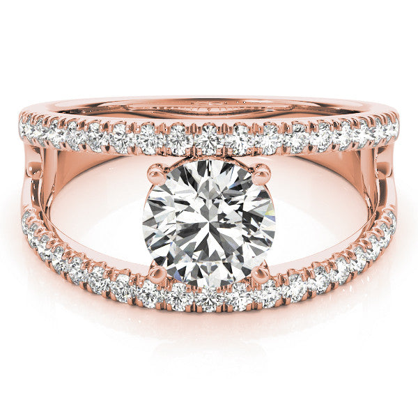 Rose gold Round Solitaire Split Shank Pave Diamond Ring 1