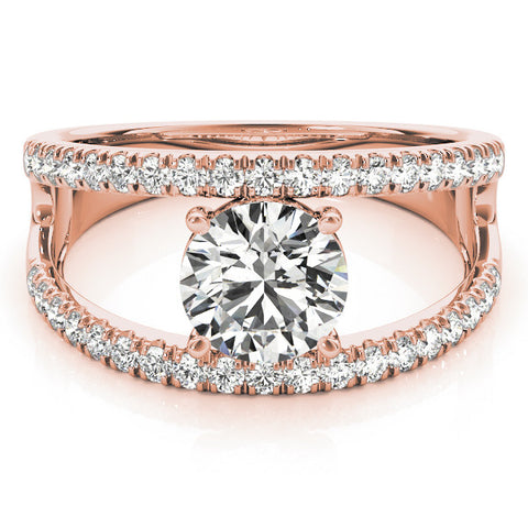 Rose gold Round Solitaire Split Shank Pave Diamond Ring 1