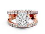 Rose gold Round Solitaire Split Shank Pave Diamond Ring_63
