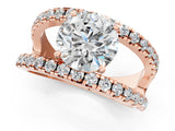 Rose gold Round Solitaire Split Shank Pave Diamond Ring_64