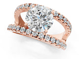 Rose gold Round Solitaire Split Shank Pave Diamond Ring_76
