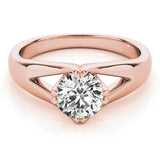 Rose gold Round Solitaire Split Shank Prong Set Ring 1