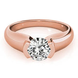 Rose gold Round Solitaire Tension Set Diamond Ring with Split Shank Band 1