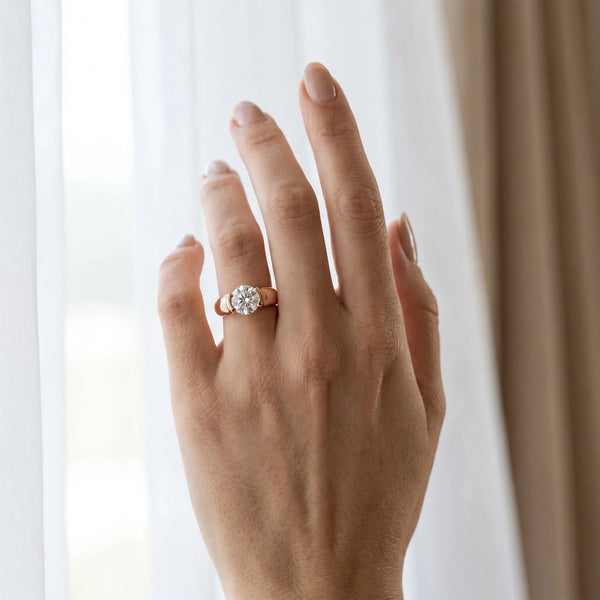 Rose gold Round Solitaire Tension Set Diamond Ring with Split Shank Band