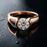 Rose gold Round Solitaire Tension Set Diamond Ring with Split Shank Band_21