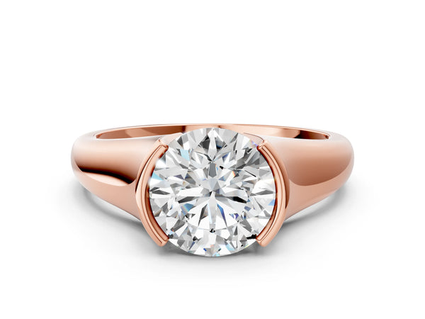 Rose gold Round Solitaire Tension Set Diamond Ring with Split Shank Band