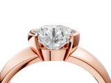 Rose gold Round Solitaire Tension Set Diamond Ring with Wide Band_28