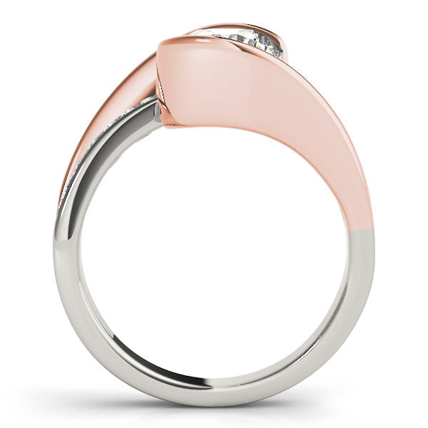 Rose gold Round Solitaire Tension-Set Diamond Split Shank Ring 2