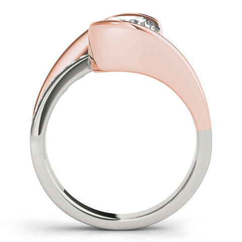 Rose gold Round Solitaire Tension-Set Diamond Split Shank Ring 2