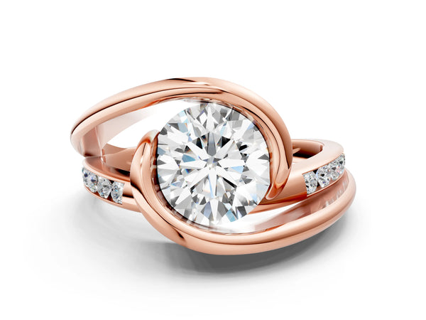 Rose gold Round Solitaire Tension-Set Diamond Split Shank Ring