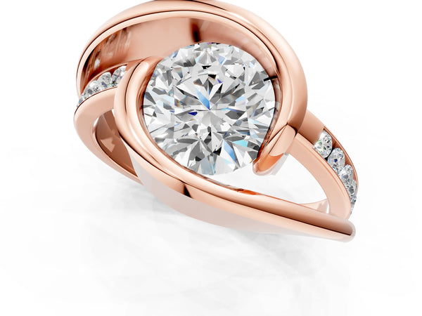 Rose gold Round Solitaire Tension-Set Diamond Split Shank Ring
