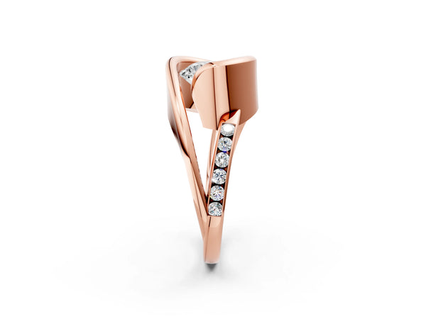 Rose gold Round Solitaire Tension-Set Diamond Split Shank Ring