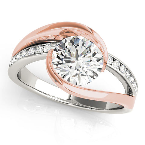Rose gold Round Solitaire Tension-Set Diamond Split Shank Ring