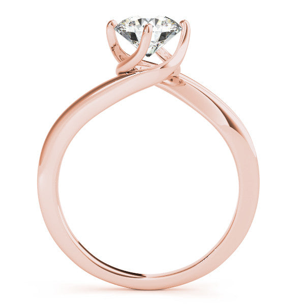 Rose gold Round Solitaire Twist Band Engagement Ring with Four-Prong Setting 2
