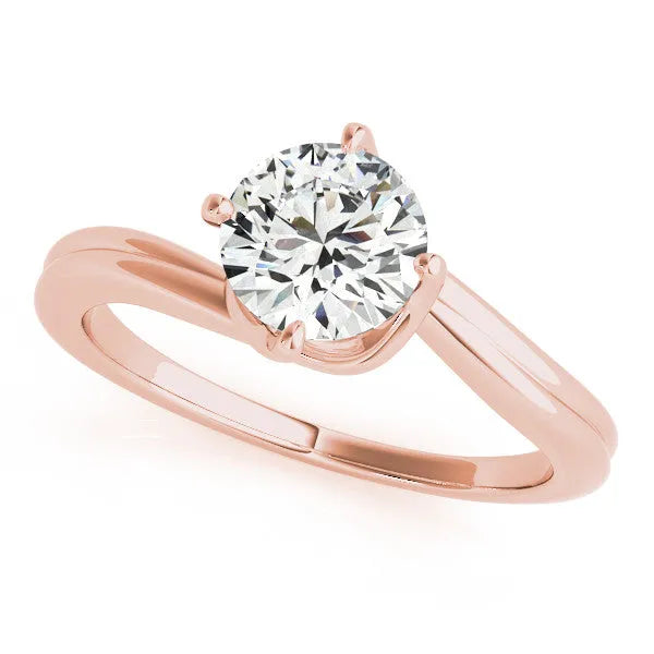 Rose gold Round Solitaire Twist Band Engagement Ring with Four-Prong Setting