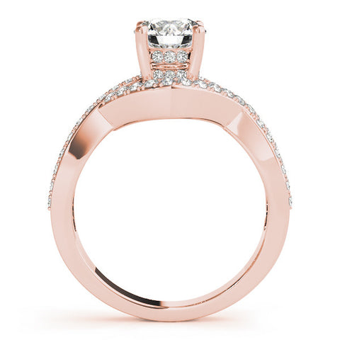 Rose gold Round Solitaire Twist Band Pavé Diamond Engagement Ring 2
