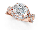 Rose gold Round Solitaire Twist Band Pavé Diamond Engagement Ring_36