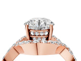 Rose gold Round Solitaire Twist Band Pavé Diamond Engagement Ring_39