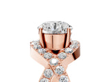 Rose gold Round Solitaire Twist Band Pavé Diamond Engagement Ring_40