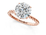 Rose gold Round Solitaire Twist Band Ring with Four-Prong Setting_103