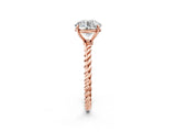 Rose gold Round Solitaire Twist Band Ring with Four-Prong Setting_104