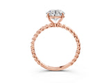 Rose gold Round Solitaire Twist Band Ring with Four-Prong Setting_105