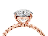 Rose gold Round Solitaire Twist Band Ring with Four-Prong Setting_106