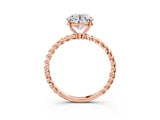 Rose gold Round Solitaire Twist Band Ring with Four-Prong Setting_15
