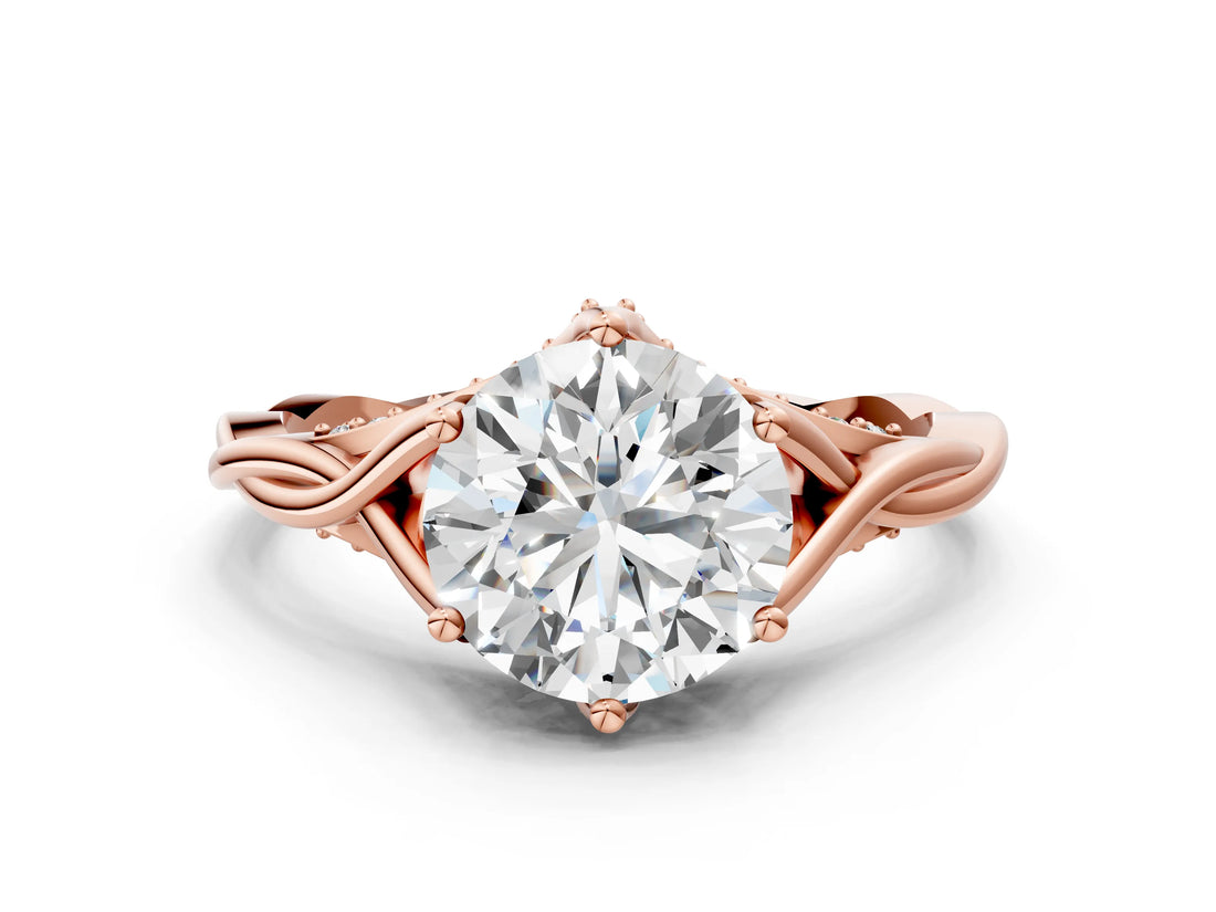 Rose gold Round Solitaire Twist Band Six-Prong Setting