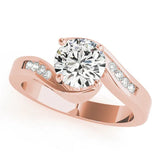 Rose gold Round Solitaire Twist Band with Channel Set Diamonds and Four-Prong Setting 1