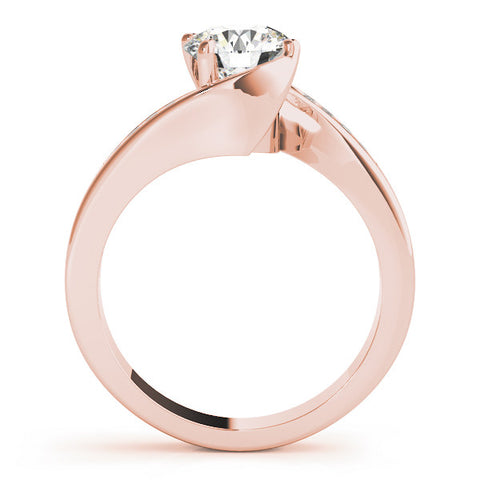 Rose gold Round Solitaire Twist Band with Channel Set Diamonds and Four-Prong Setting 2