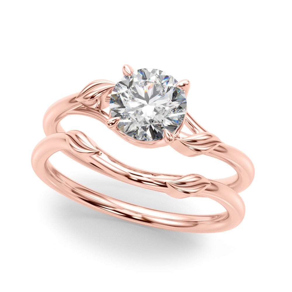 Rose gold Round Solitaire Twist Band with Four-Prong Setting 1