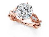 Rose gold Round Solitaire Twist Band with Leaf Prong Setting 1