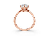 Rose gold Round Solitaire Twist Band with Leaf Prong Setting 3