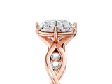 Rose gold Round Solitaire Twist Band with Leaf Prong Setting 5