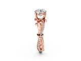 Rose gold Round Solitaire Twist Band with Pavé Accents and Four-Prong Setting_26