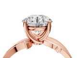 Rose gold Round Solitaire Twist Band with Pavé Accents and Four-Prong Setting_28
