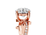 Rose gold Round Solitaire Twist Band with Pavé Accents and Four-Prong Setting_29