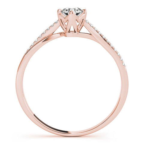 Rose gold Round Solitaire Twist Band with Pavé Diamonds and Four-Prong Setting 2