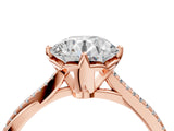 Rose gold Round Solitaire Twist Band with Pavé Diamonds and Four-Prong Setting_83