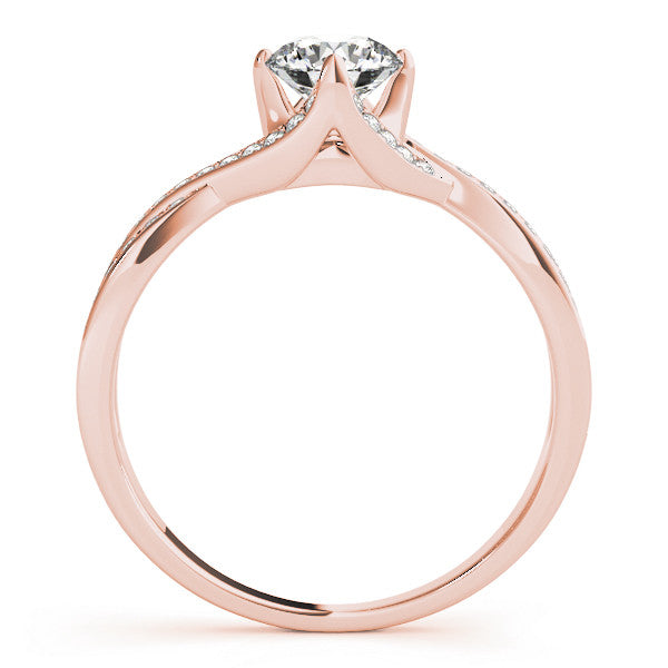 Rose gold Round Solitaire Twist Band with Pavé Setting and Four-Prong Mount 2