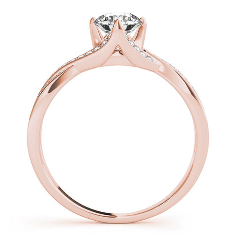 Rose gold Round Solitaire Twist Band with Pavé Setting and Four-Prong Mount 2