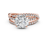 Rose gold Round Solitaire Twist Band with Pavé Setting and Four-Prong Setting_113