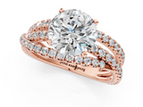 Rose gold Round Solitaire Twist Band with Pavé Setting and Four-Prong Setting_114