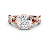 Rose gold Round Solitaire Twist Band with Pavé Setting and Four-Prong Setting_23