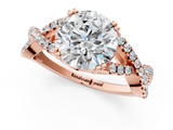 Rose gold Round Solitaire Twist Band with Pavé Setting and Four-Prong Setting_24