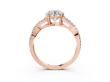Rose gold Round Solitaire Twist Band with Pavé Setting and Four-Prong Setting_26